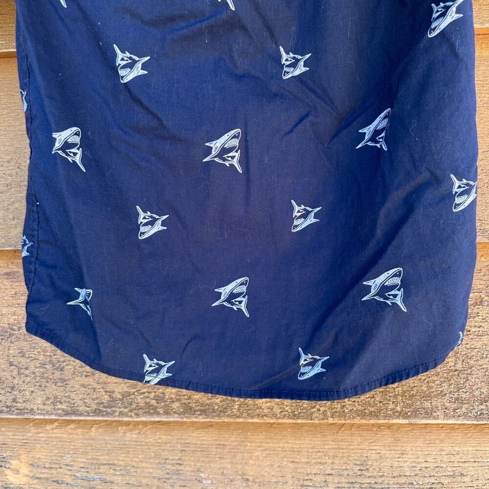 Faded Glory Boys Shark Print Button-Down Short Sleeve Shirt Size M (8) Cotton & - Picture 10 of 10